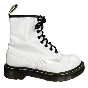 Dr Martens Women’s White Patent Leather Combat Boot Size US 6